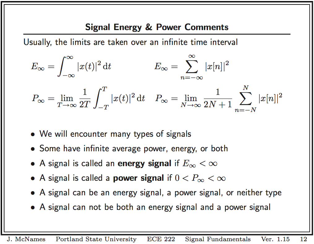 Energy and Power of Signals