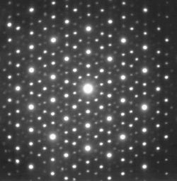 An electron diffraction pattern of a quasicrystal